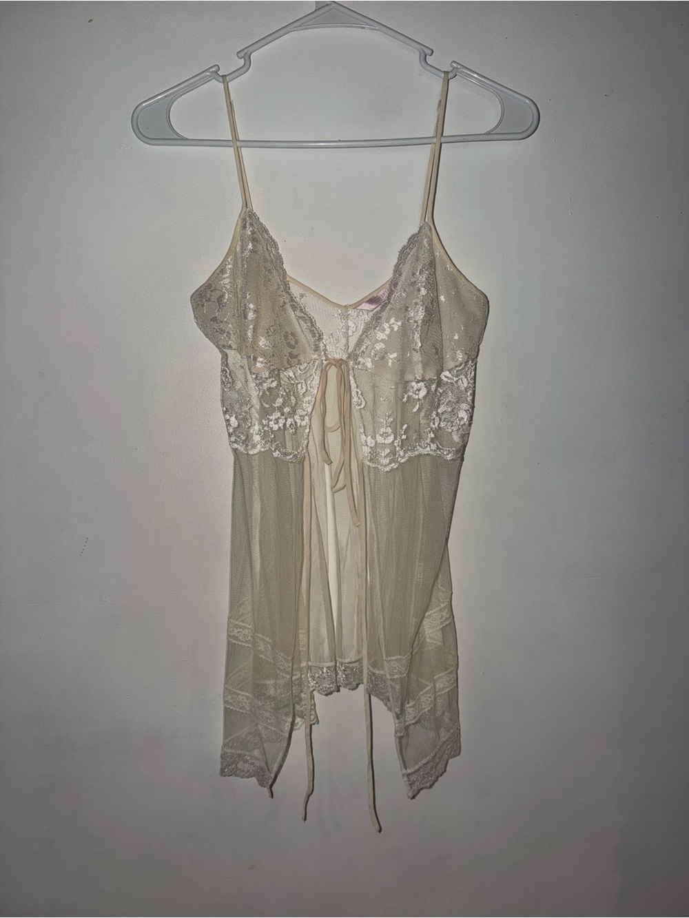 Vintage Teddie Victoria's Secret Bridal 100%-Silk Ivory Sheer Lace 79711 S
